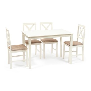 Обеденный комплект Хадсон (стол + 4 стула) id 13692 ivory white (слоновая кость) арт.13692 в Сургуте